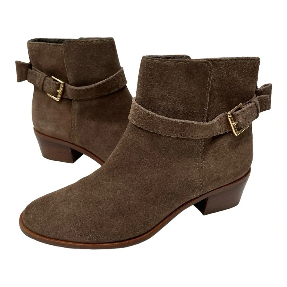 kate spade new york Ankle Booties - Taley Bow Brown Suede size 7.5 M